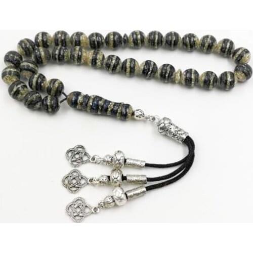 New shell Tasbih Black and white lines Natural hand-polished Rosary Ramadan Muslim 33 prayer beads islam Mans jewelry bracelet