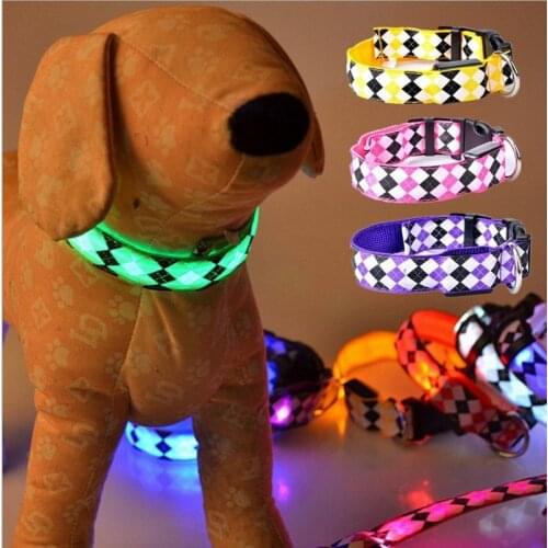 Leopard LED Dog Collar Luminous Adjustable Glowing Collar For Dogs Pet Night Safety Nylon Collar Luminous LED Bright Dog Collar