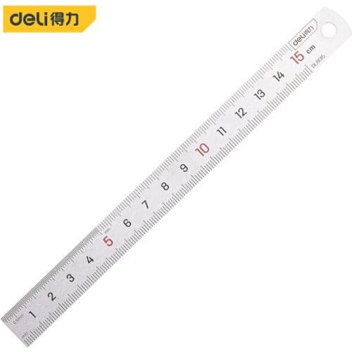Deli 150mm Double Sided Stainless Steel Straight Ruler Metal Scale Precision Measuring Hand Tool Stationery Drafting Accessory