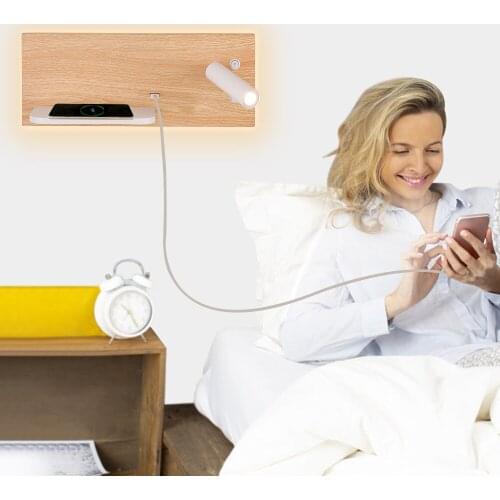 Spot simple hotel room atmosphere bed wall lamp bedroom wall hanging USB port mobile phone wireless charging LED reading lamp