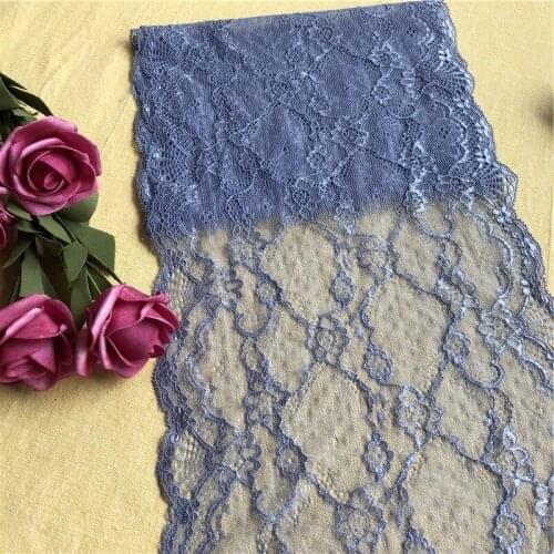 21cm mesh E1401Blue transparent ribbon with hollow out floral for dress clothing doll decoration flower gift wrapping lace