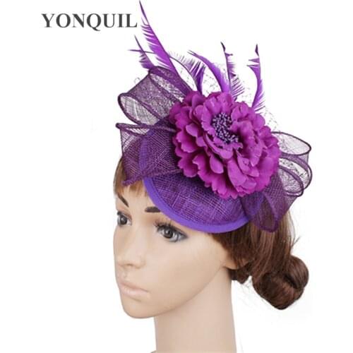 17 Colors Women Fancy Feather Chic Fascinator Hats Silk Flower Wedding Hats Fascinator Hair Accessories For Elegant Bridal Woman