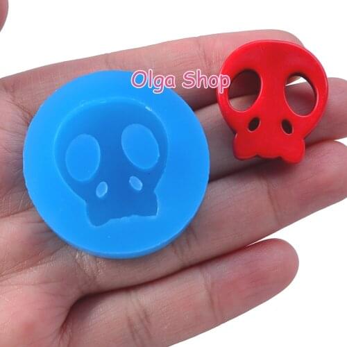 PYL173 26.0mm x 23.6mm Skull Silicone Mold Fondant Cake Decoration Candy Resin Clay Earrings Necklace Craft Soap Candle