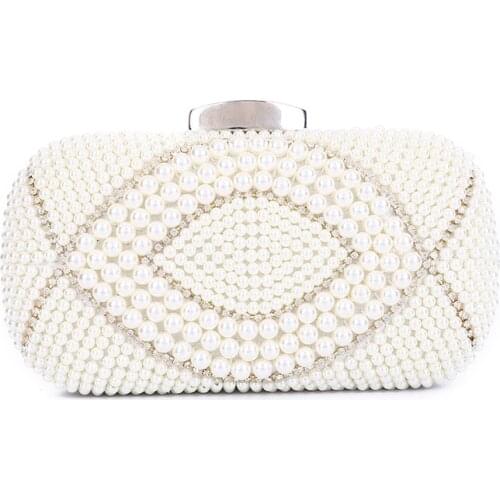 Evening Wedding Bag Clutch Handbag Pearl Bag Dress Dinner Bag Small Purse Bridesmaid Handbag White