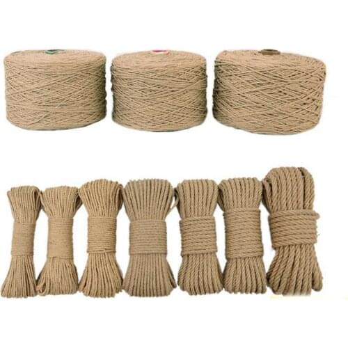 Natural Jute Fabric Rope Twine Rolls Hemp Twisted Cord Macrame String DIY Basket Craft Cat Pet Scratching Handmade Decor 10mm