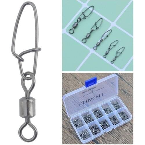 Fishing Swivel with Snap 150pcs/set Rolling Fishing Swivels with New Hooked Snaps Stainless Steel Fishing Clips Connector Tackle