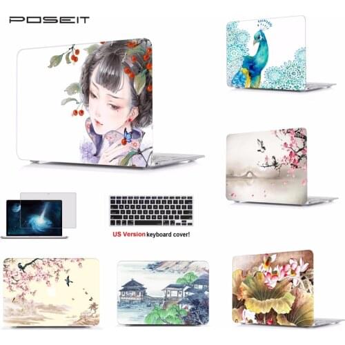 Print Laptop Protective Hard Shell Case Keyboard Cover Skin Set Pouch Fit 11 12 13 15"Apple Macbook Air Pro Retina Touch Bar SS