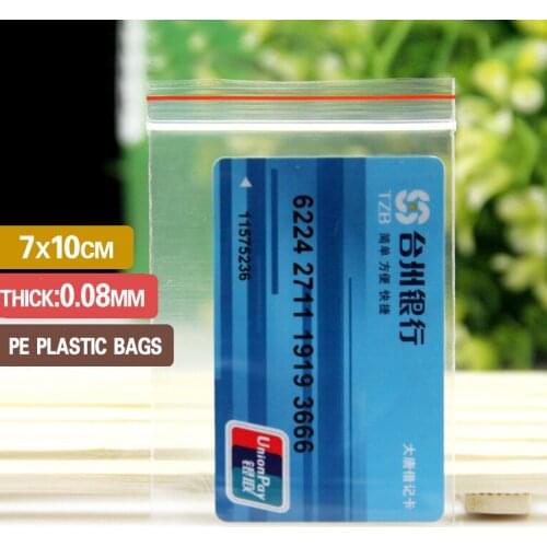 Thickness 0.08mm 7x10cm 200pcs Candy Jewelry Ziplock Zip Zipped Lock Reclosable Plastic Poly Clear Transparent Bags
