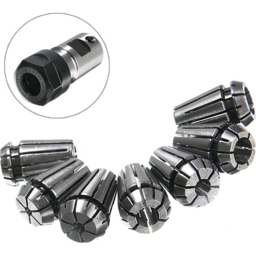 1pc Durable 5mm ER11A Extension Rod Motor Shaft Holder +7pcs ER11 Spring Collet Set 1/2/3/4/5/6/7mm For CNC Milling Tools