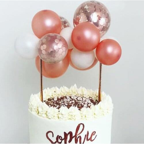 10pcs Confetti Balloon Cake Topper Set 5inch Birthday Party Decoration Mini Cake Topper Kits Baby Shower Wedding Decor Supplies