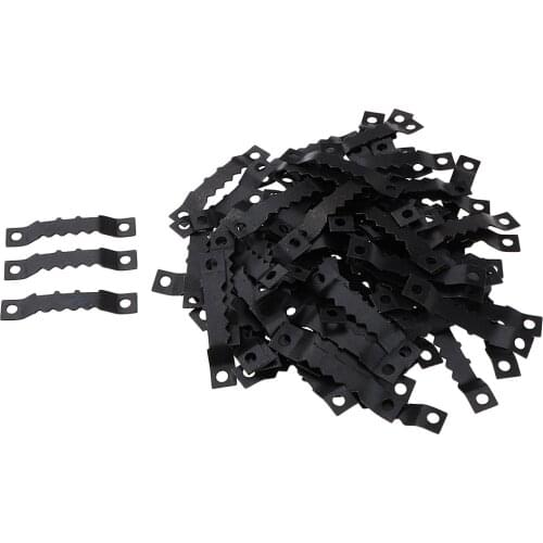 100Pcs Black Metal Sawtooth Photo/Picture Wooden Frame Hanging Hangers Double Hole, for Home Decoration Hanging Hardware, 45mm