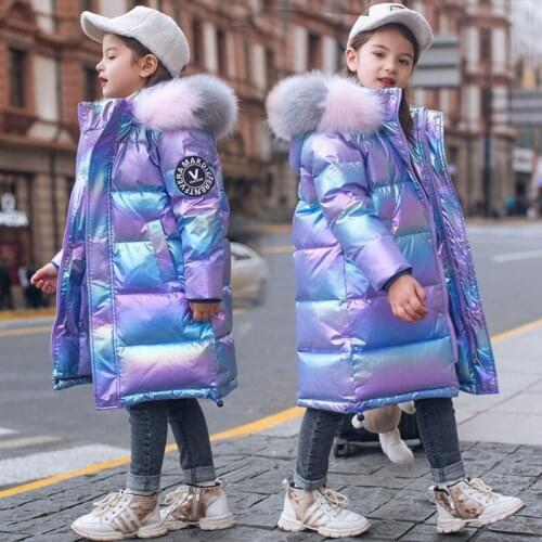 -30 Russian Winter Clothes Girl Jacket Clothing Waterproof Real Fur Coat Jacket for Girl Down Teenager Outerwear Parka Children
