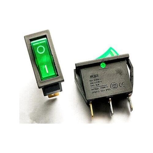 5pcs/lot Green LED Light SPST 3PIN ON/OFF Boat Rocker Switch 16A/250V 20A/125V Car Dash Dashboard Truck RV ATV Home