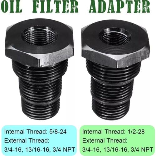 Car Oil Filter Threaded Adapter 1/2"-28 or 5/8"-24 to 3/4"-16 13/16"-16 3/4 NPT Auto Aluminum Alloy Threaded Oil Filter Adapter
