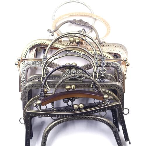 16.5-27cm Large Metal Purse Frame Kiss Clasp Clutch Buckle Handbag Handle with Wrist DIY Crafts Luggage Bag Accessories Hardware