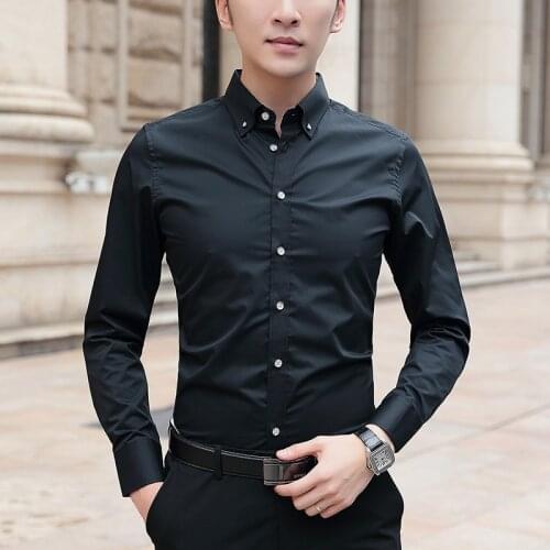 BROWON 2021 Mens Dress Shirt Long Sleeve Shirt High Quality Regular Fit Male Social Wedding Shirt Men Plus Size M-5XL