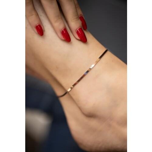 Flat Chain Model Rose Plated 925 Sterling Silver Italian Bangle 19 cm