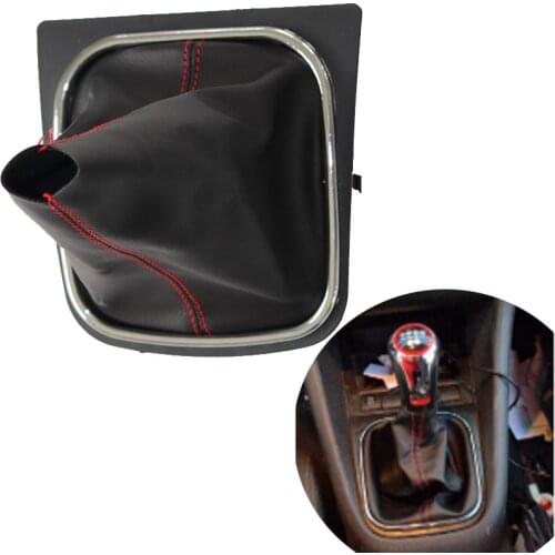 Chrome & Leather Car Shift Gear Knob Lever Gaitor Boot Cover For Golf 6 A6 MK6 R32 R20 GTI GTD 2008 2009 2010 2011 2012 2013
