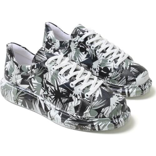 Chekich Women & Men Shoes Black and White Pattern Non Leather Unisex Sneakers Lace Up Printed Summer Autumn Seasons Skateboard Couples Lovers Light Casual Big Sizes Breathable Odorless Adult New Brand Hot Sale CH255 V6