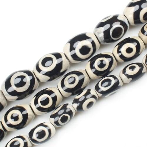 Black Tibet Dzi agates 3eyes Drum shape Beads,For DIY Necklace Bracelat Jewelry Making