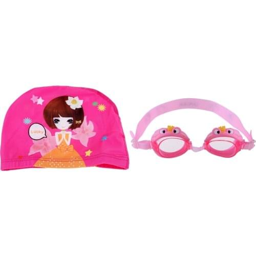 Kids Swim Waterproof Swimming Pool Hat + Anti-Fog Googles Glasses with Earplugs - Colors for choose