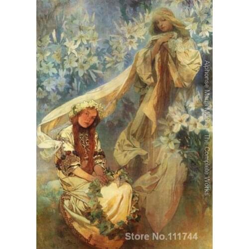 Paintings of women Madonna of the Lilies Alphonse Mucha art High quality Hand painted