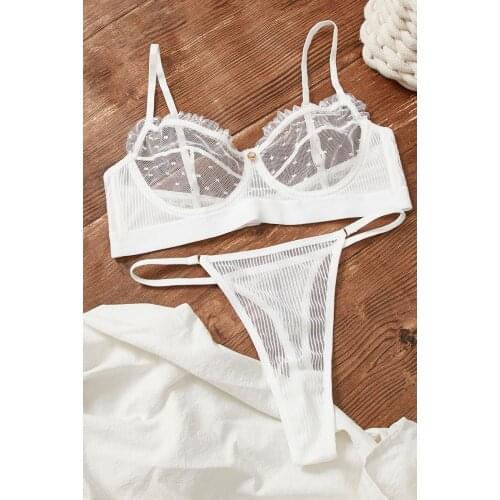 Wriufred Ladies bra set sex appeal gathering collection breast bralette women lace sexy underwear set ladies lingerie panty