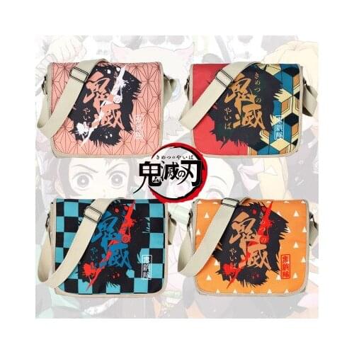 LISM Kimetsu no Yaiba 4Color Fashion Anime Canvas Shoulder Bags Soft Tote Messenger Handbag Casual Shopping Bag Lady Girls