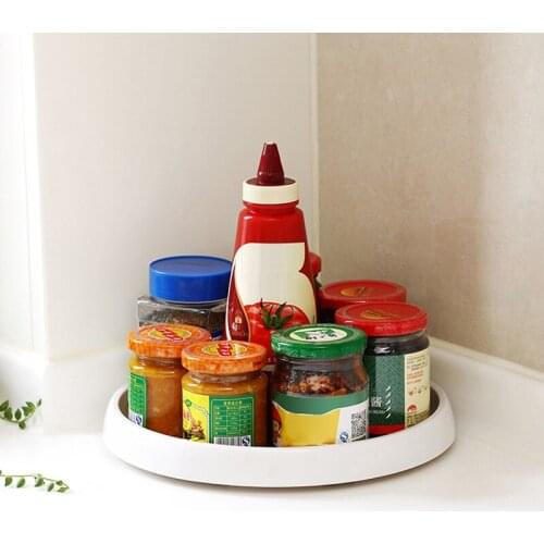 Multifunctional Non-Slip Spice Rotating Storage Tray Kitchen Seasoning Box Rotating Tray Cosmetic Storage Organizer Dropship