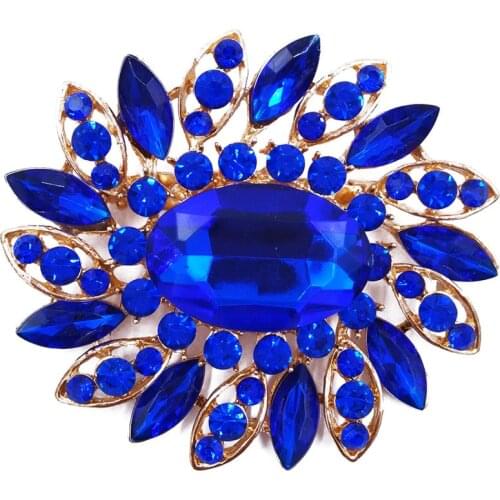 Fashion Royal Blue 6.7cm Large Flower Brooches Classic Alloy Brooch Christmas Gift Banquet Weddings Accessories BA005