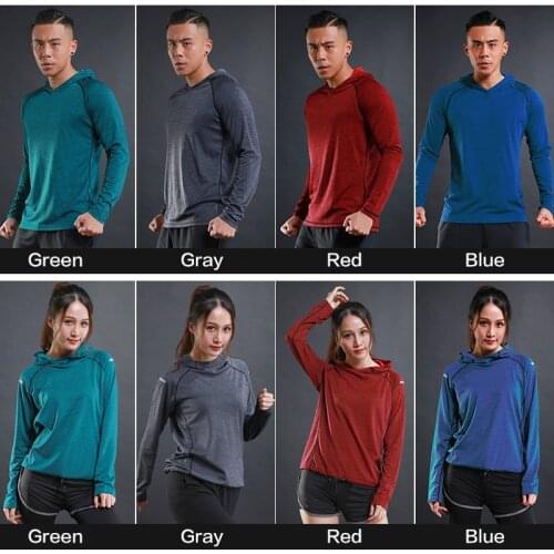 Men and Women Sport T-Shirt Top Fitness Running Sweatshirt Yoga Clothes Gym Jogging Tracksuit Long Sleeve Elasticity Hoodies