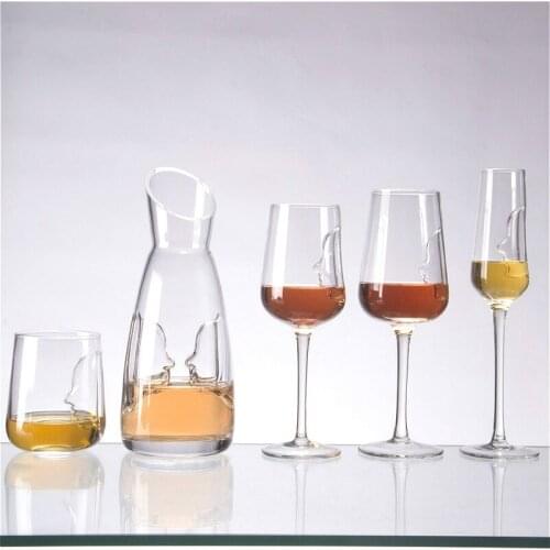200-800ml Creative People Face Wine Set Goblet Whisky Glasses Cup Lead-Free Crystal Champagne Wine Pouring Bottle Bar Dispenser