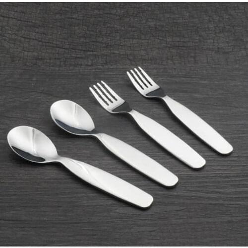 Children Utensil Baby Tableware Set Infant Food Feeding Spoon Fork Stianless Steel Toddler Dinnerware Kids Cutlery 2 Pcs/set