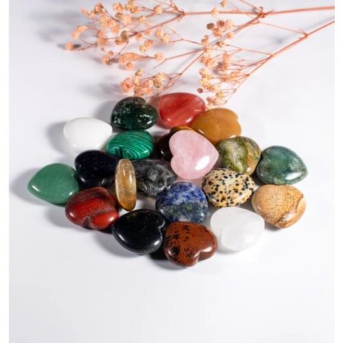 Natural Crystal Stone Heart Shape 30mm Chakra Healing Reiki Beads Wholesale 12pcs High Quality Free Shipping