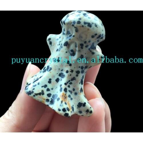 Natural Crystal Dalmation Jasper Carved Ghost Figurine Healing Crystals Feng Shui Witch Craft Halloween Decor Wiccan Reiki Gift