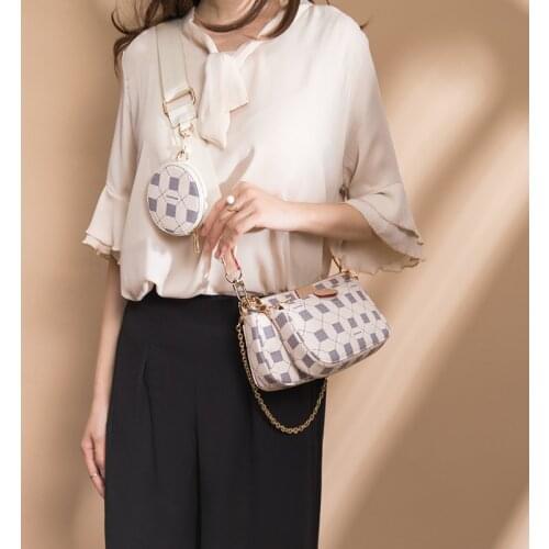 2021 European and American tide brand retro checkerboard lattice chain wide shoulder strap single shoulder messenger small bag