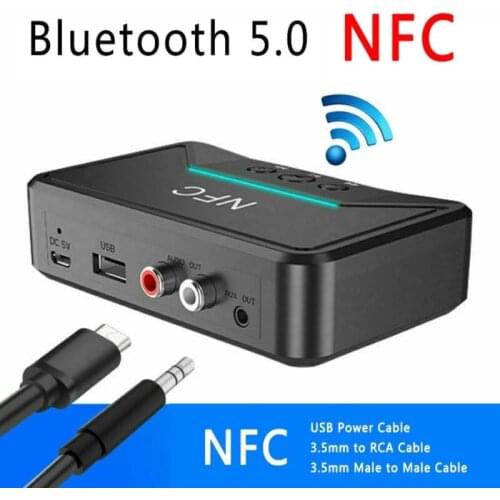NFC 5.0 Bluetooth Receiver A2DP AUX 3.5mm RCA Jack USB Smart Playback Stereo Audio Wireless Adapter For Car Kit Speaker Durable