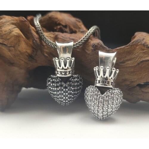 New 100% s925 Silver Trend Temperament Love Crown Personality Inlaid Zircon Peach Heart Pendant for Man and Woman