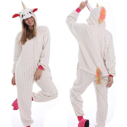 Kigurumi New Flannel Costumes Adult Onesies Bronzing Pegasus Pajamas Disfraces Unisex Unicorn Sleepsuit Sleepwear Pyjamas