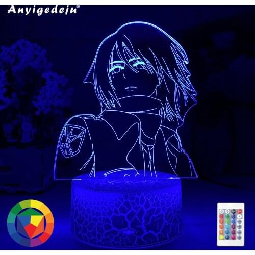 New Led Night Light Anime Attack on Titan Mikasa Ackerman Lamp for Room Decor Light Cool Birthday Gift Bedside Desk Lamp Battery