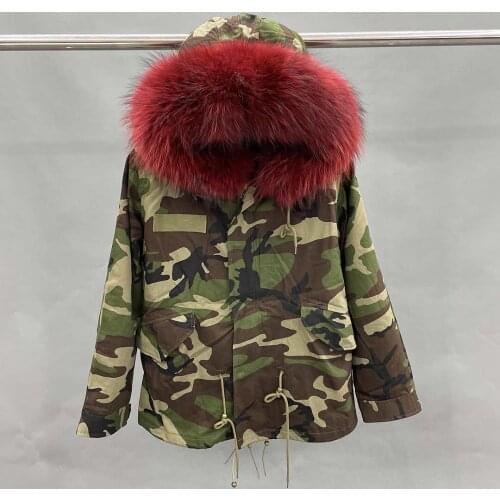 Green Camouflage Coat Winter Womens Faux Fur Lined Jacket Parka Fashion Warm High Quality Coat