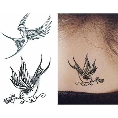 Water Transfer fake tattoo Swallows birds tatoo Waterproof Temporary flash tatto for gril woman man 10.5*6cm