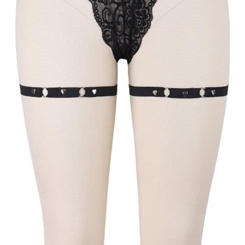 Sexy Rave Goth Heart Rivet Leg Garters Fetish Body Harness Harajuku Bondage Harness Pole Dance Women Stocking Garters Belt