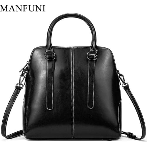Luxury Women Handbags 100% Genuine Leather Designer Ladies Shoulder Crossbody Bag Briefcase Office Bag Black Casual Tote Black