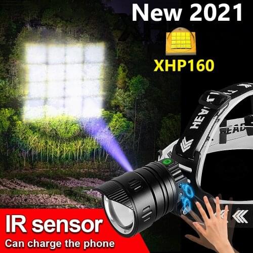 2021 Year Newest XHP160 Most Powerful Led Headlamp 18650 XHP90 Led Headlight Usb Rechargeable Head flashlight Fishing Head Lamp