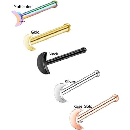 1 Piece Moon Shape Nose Piercing Stud Stainless Steel 20gauge Barbell Female