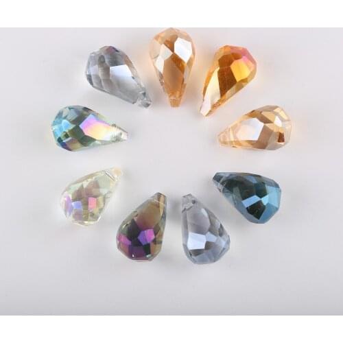 10pcs 10*18mm Water Drop Shape Color Cut Faceted Crystal Beads Loose Spacer Glass Beads For Jewelry Making Bracelet Accessories