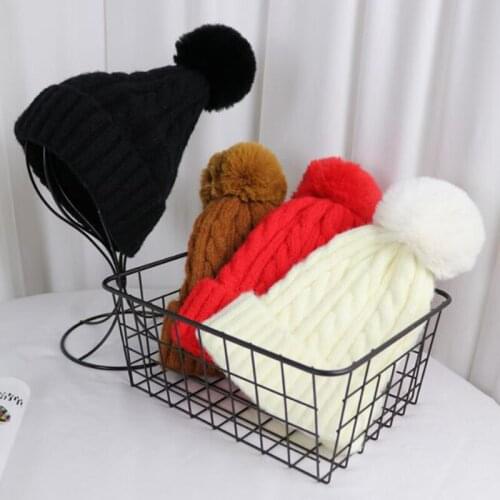 Warm Beanies Hats Casual Women Solid Adult Bulb Caps Cover Head Autumn Winter Wool Knitted Hat