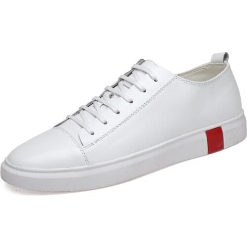 Spring Mens Wild Flat Shoes Non-slip Board Shoe Black White Genuine Leather Mens Shoes Fashion Casual Breathable Sneakers