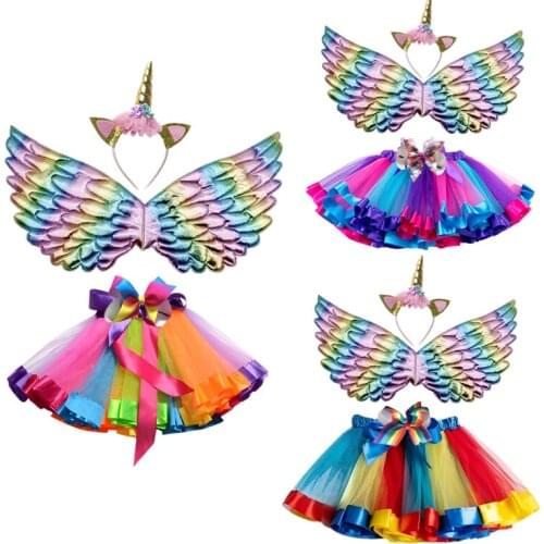 Skirt For Baby Girls Princess Tutu Unicorn Rainbow Pettiskirts Ball Dance Party Petticoat Kids Children Colorful Faldas Costume